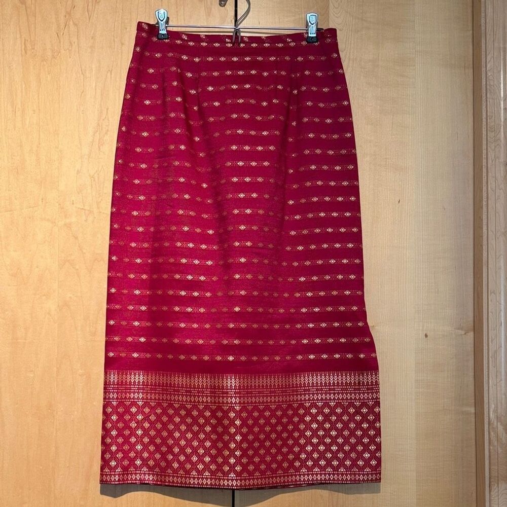 Elegant Red and Gold Custom Made Skirt